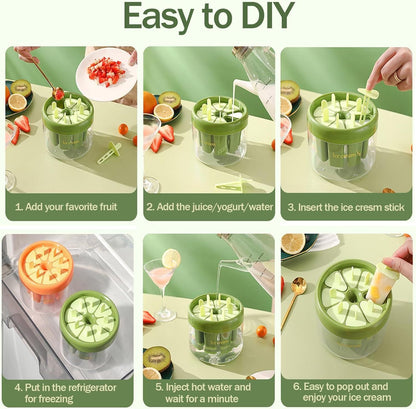🍦❄️ Reusable DIY 8-Piece Ice Pop Mould – Create Your Own Frozen Treats!🍓🍋✨