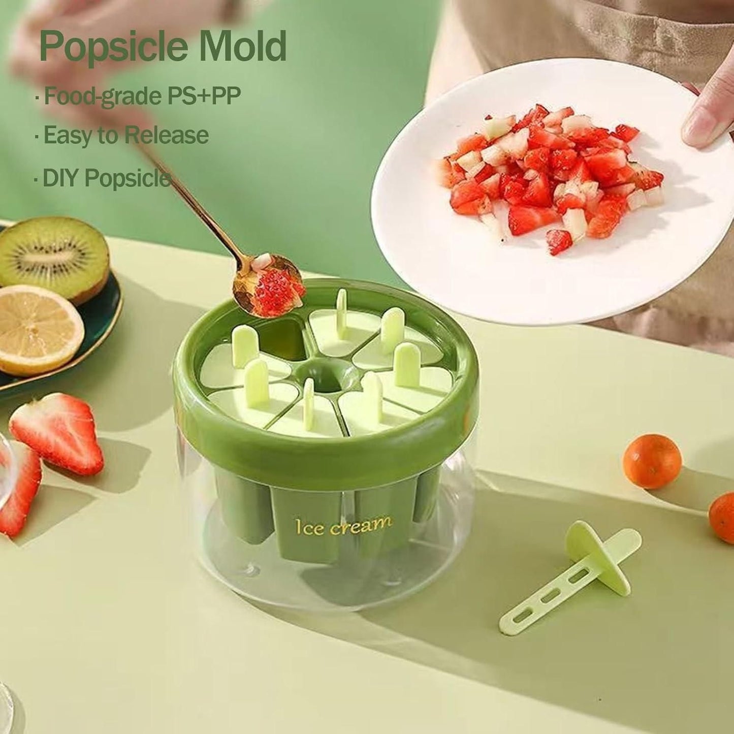 🍦❄️ Reusable DIY 8-Piece Ice Pop Mould – Create Your Own Frozen Treats!🍓🍋✨