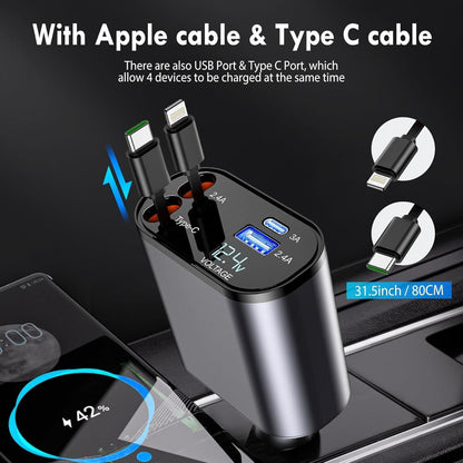 ⚡ Retractable Car Charger – Tangle-Free, Fast & Always Ready On-The-Go! 🚗🔋